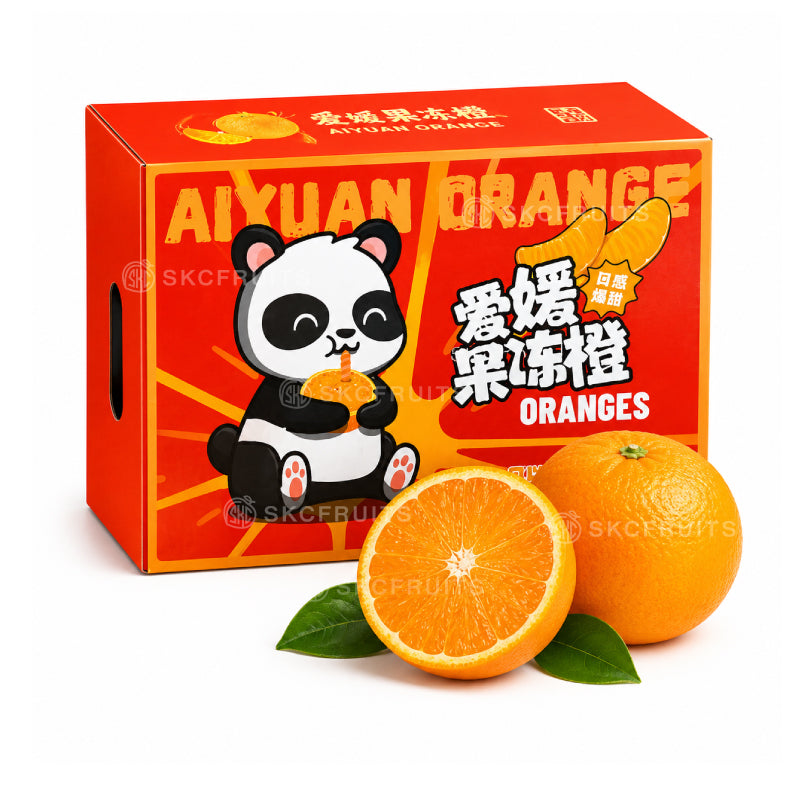 Close-up of Ai Yuan Jelly Orange 爱媛果冻橙 showing juicy jelly-like citrus flesh