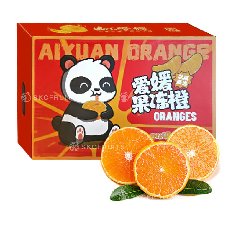 Close-up of Ai Yuan Jelly Orange 爱媛果冻橙 showing juicy jelly-like citrus flesh
