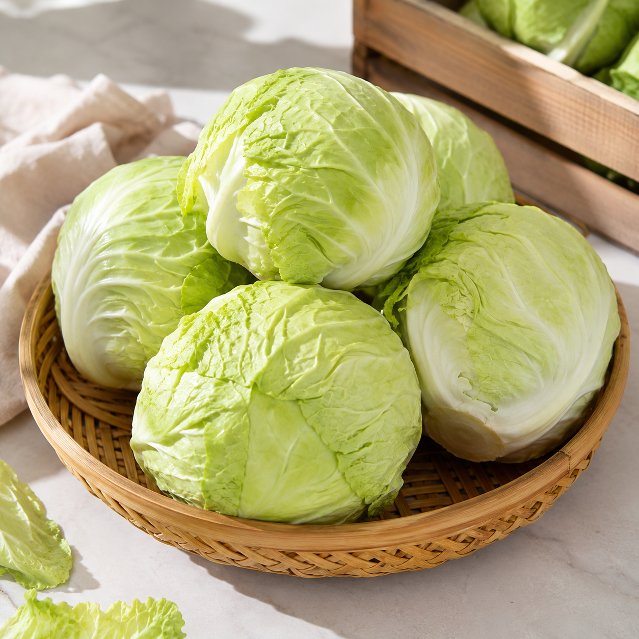 Asian round cabbage with crisp leaves for everyday cooking