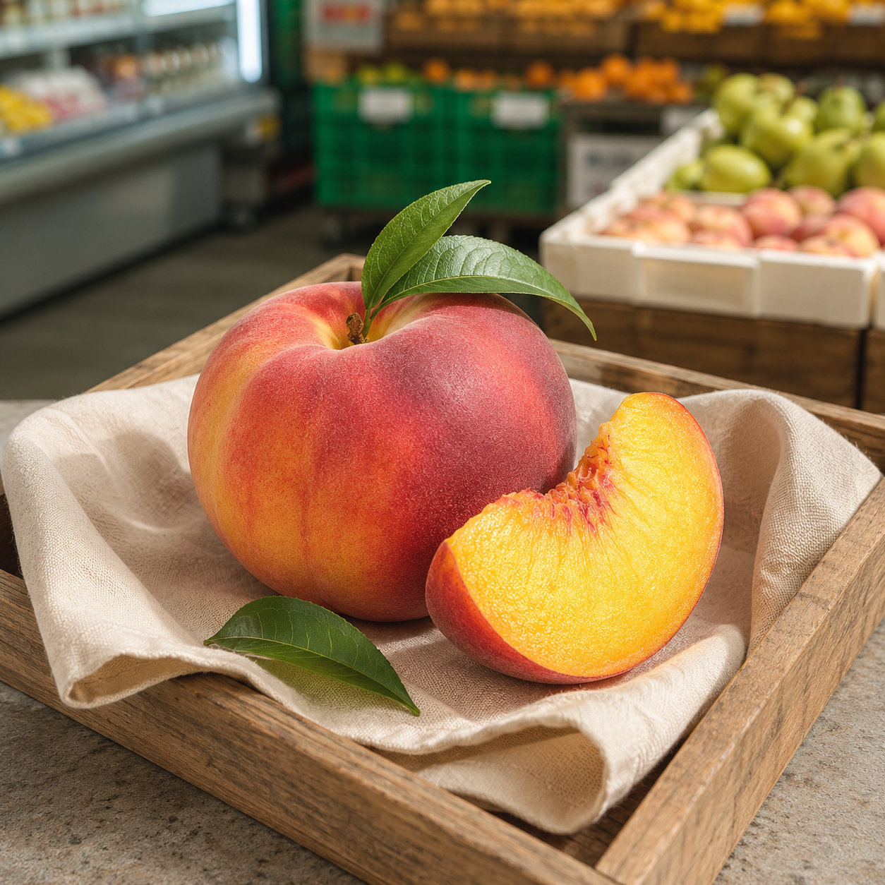 Australia yellow peach fruit with classic sweet-tart flavour