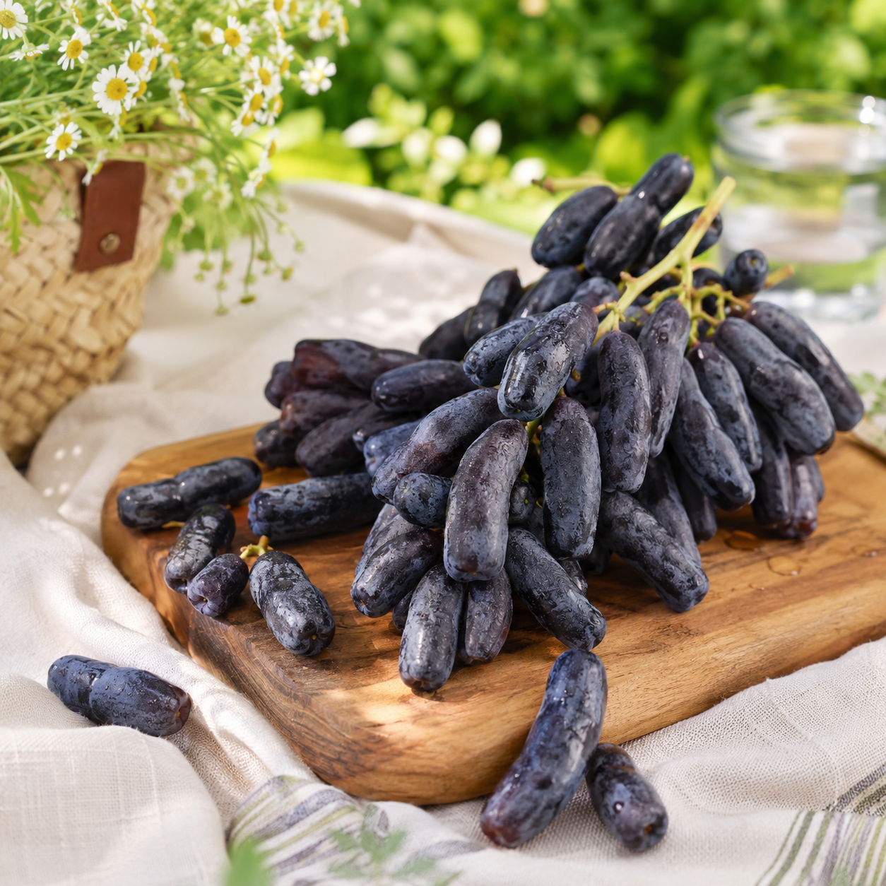 Australian long black seedless grapes for fresh snacking
