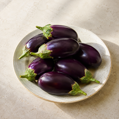 Baby brinjal from Malaysia with tender flesh and mild flavour