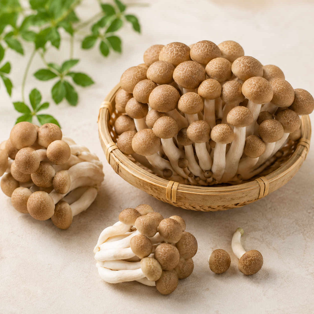 Bunashimeji mushroom also known as brown beech mushroom and 鴻喜菇