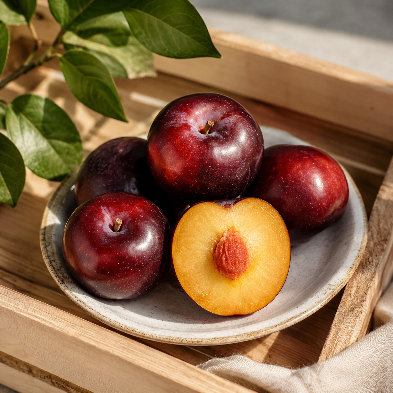 Buah plum style pluot fruit suitable for fresh snacking and platters