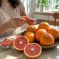 Cut open Cara Cara navel showing pink-orange juicy flesh