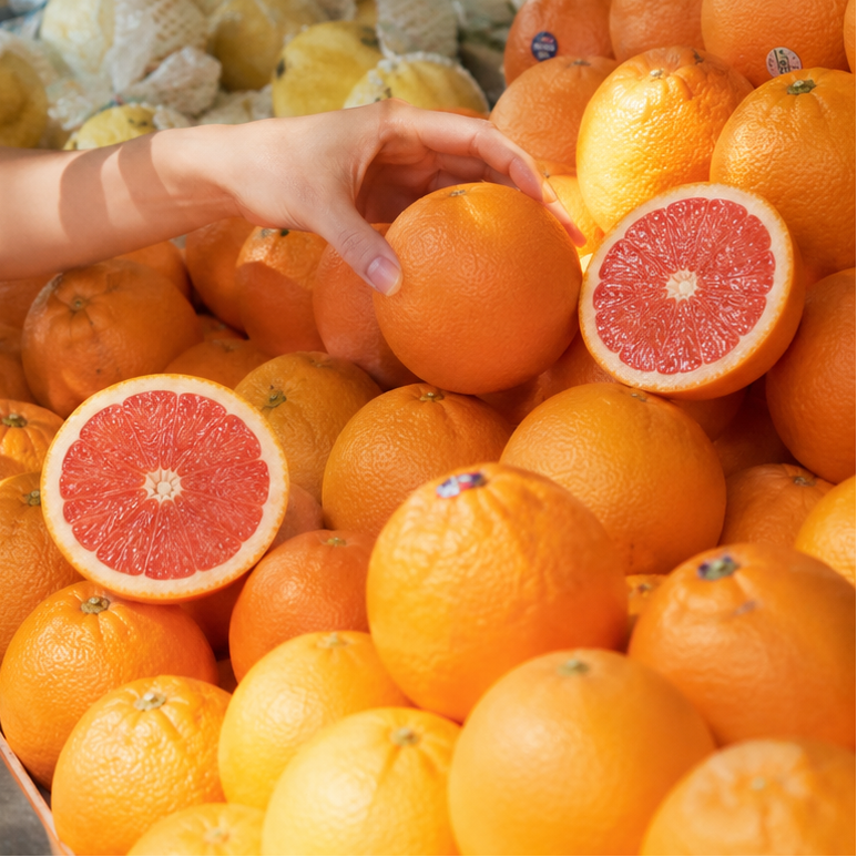 Cara Cara Orange with bright orange peel and sweet red flesh