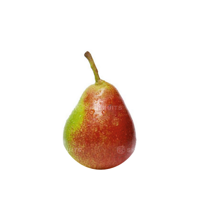 Celina red pear fruit with pale green and red blushed peel