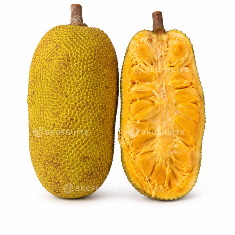 Cempedak nangka cut open showing soft yellow fruit pods