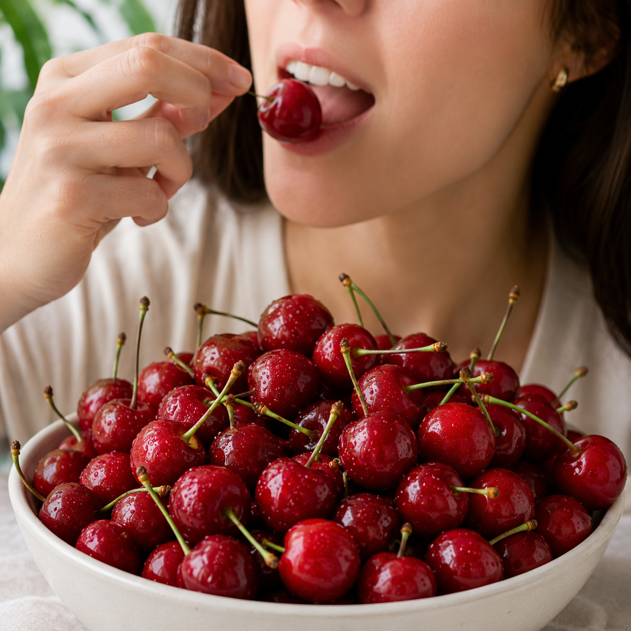 Central Otago red cherries with firm juicy texture
