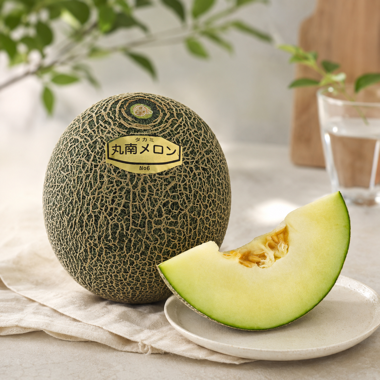Chiba Marunami melon slices served chilled on a fruit platter
