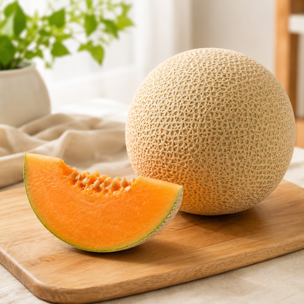 China melon fruit platter with chilled orange melon slices