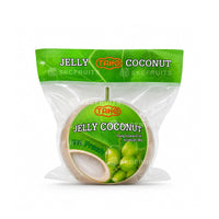 Coconut pudding-style Taho coconut dessert served chilled. coconut-meat-jelly-in-coconut-husk

