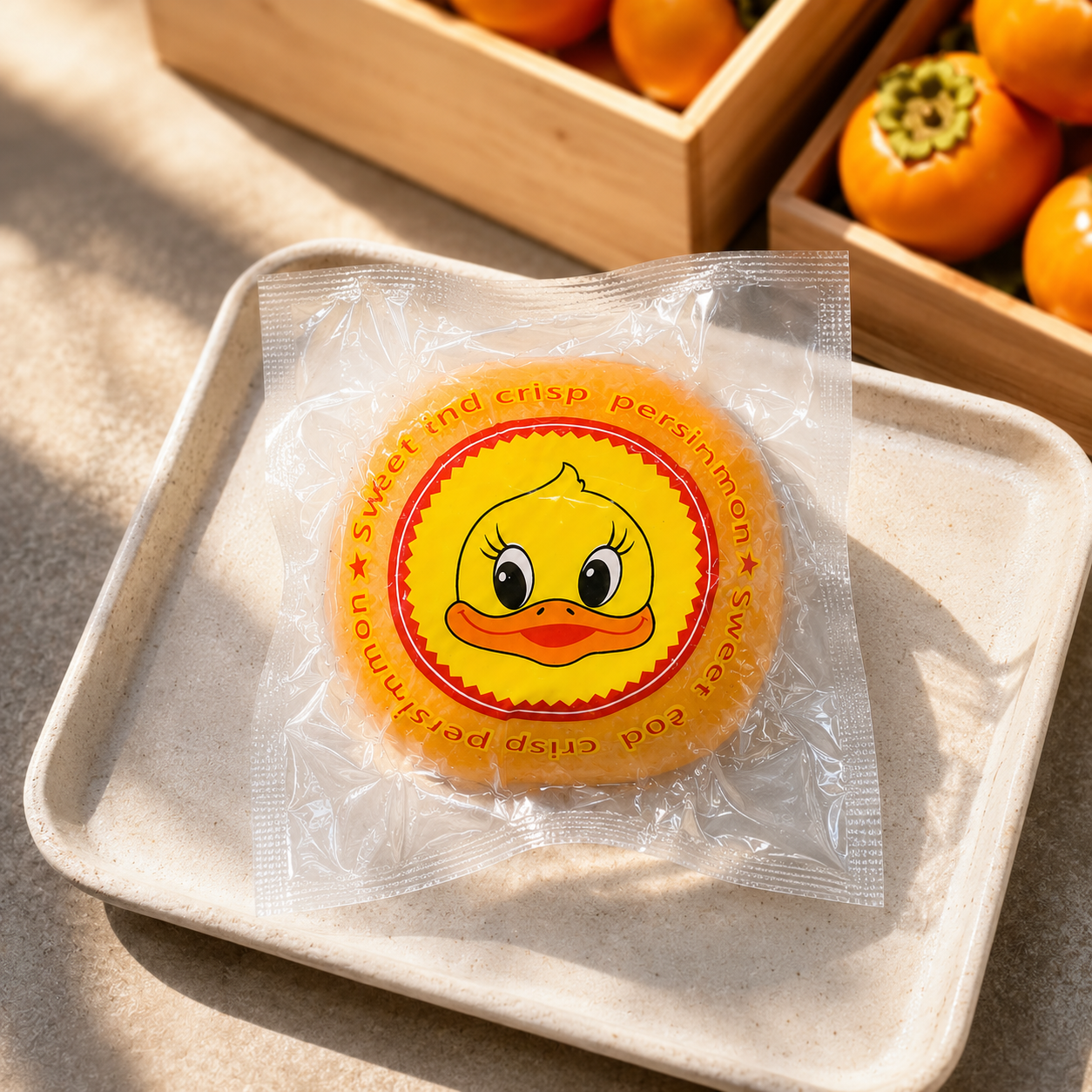 Crunchy persimmon from China with firm sliceable texture and honey-like sweetness