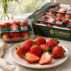 Deme-per Korean strawberries served on a plate for desserts and fruit platters