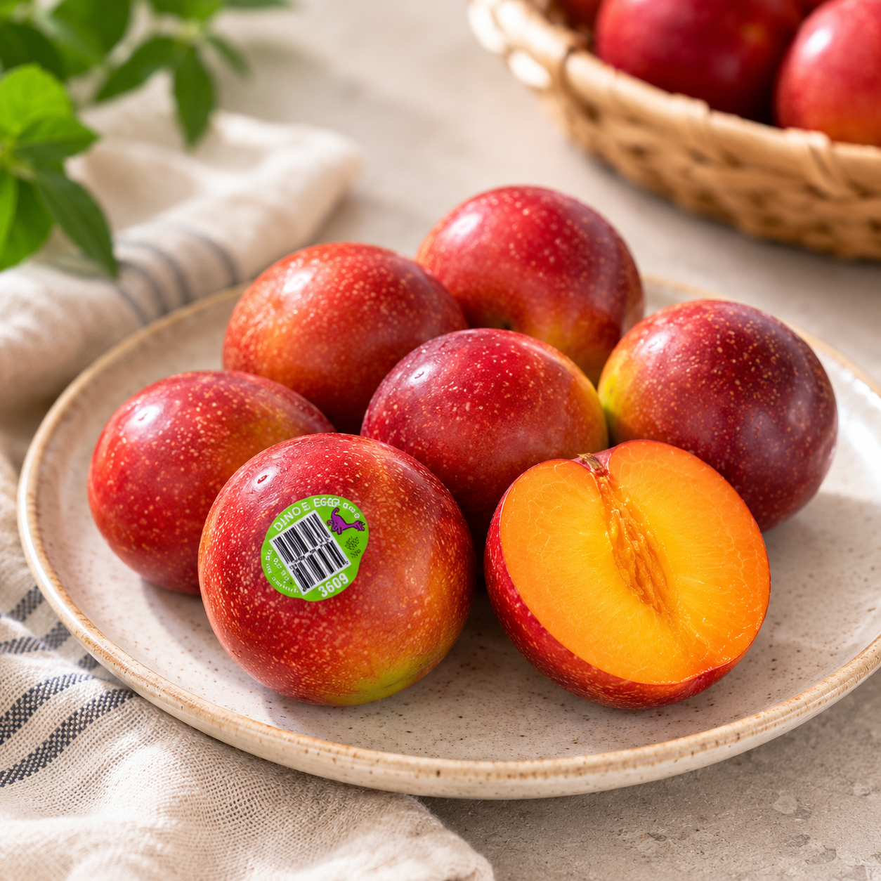 Dinosaur Brand pluots with sweet juicy plum-apricot flesh Dinosaur egg plum fruit suitable for fresh snacking and fruit platters