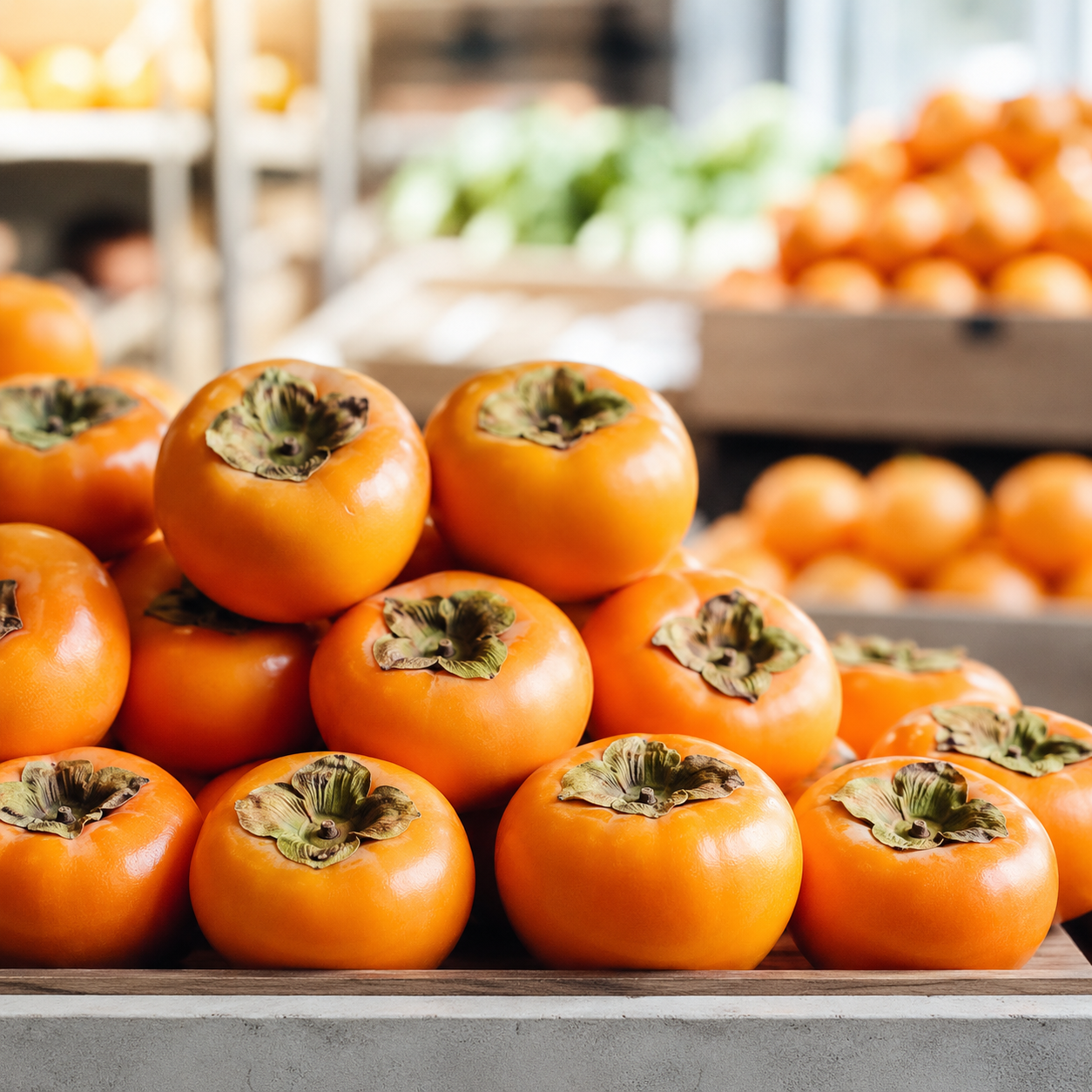 Diospyros kaki Fuyu persimmon with non-astringent firm-eating texture