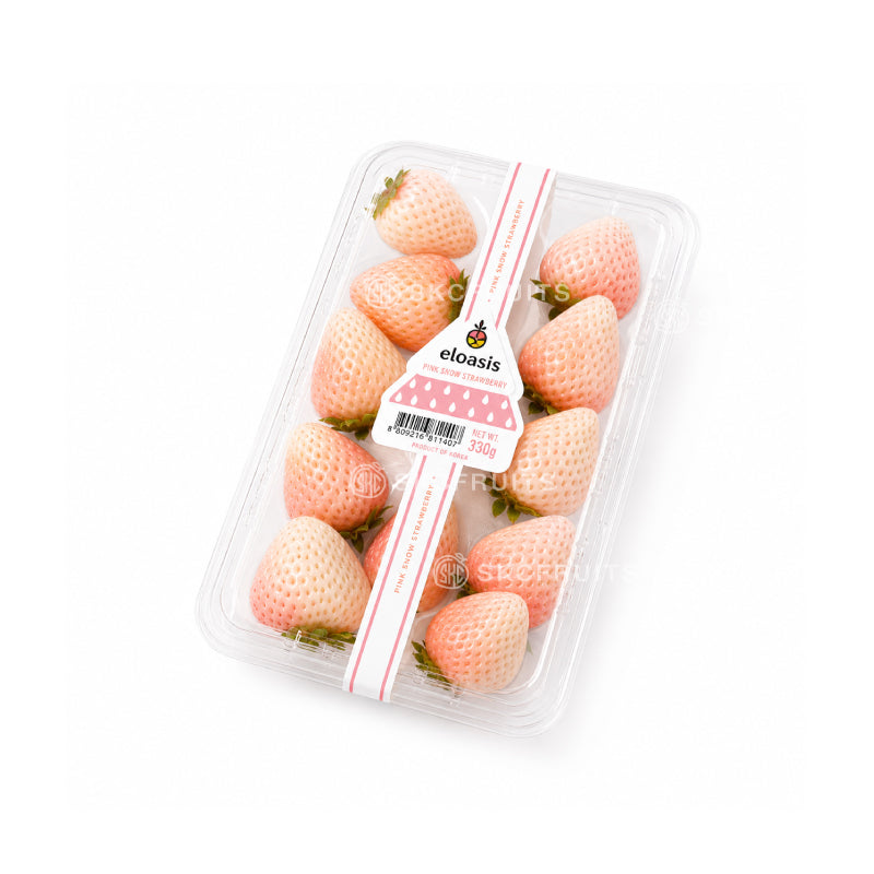 Rare Korean pink snow strawberry with milky pinkish white colour