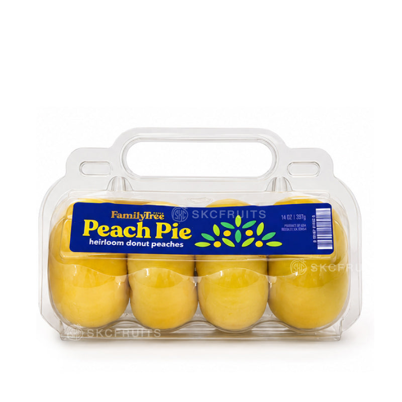 Family Tree Farms Peach Pie Heirloom Donut Peaches in USA clamshell pack