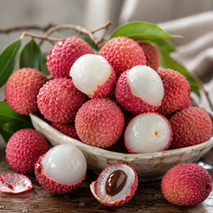 Fresh Australian lychee with pink red textured shell