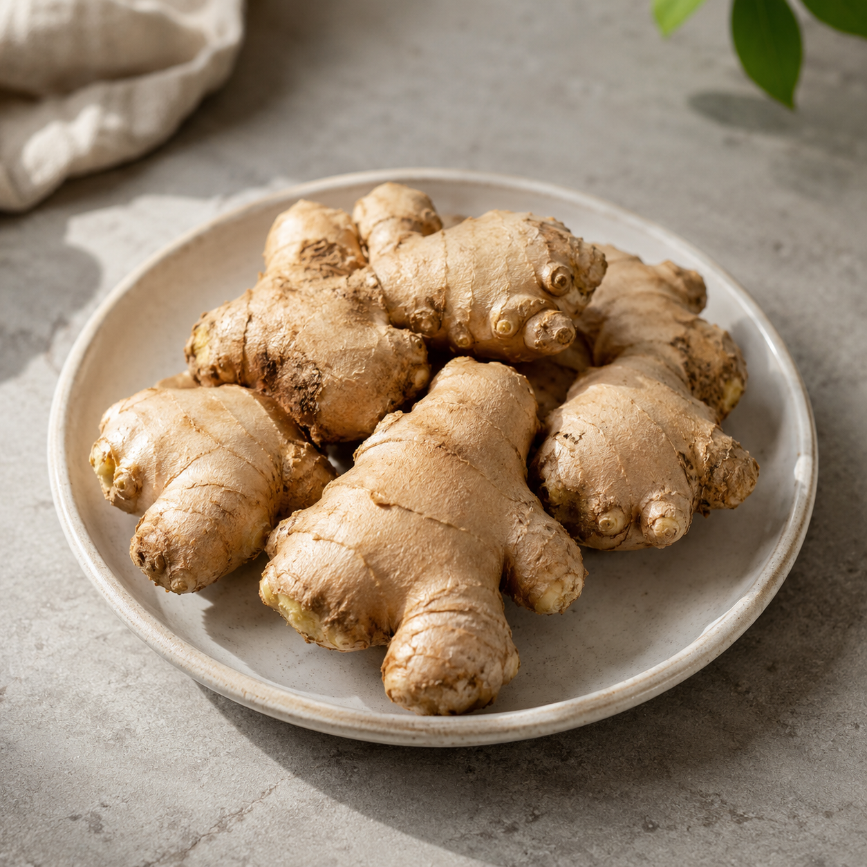 Fresh ginger for cooking with warm spicy aroma and peppery flavour