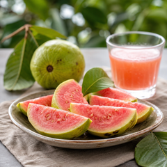 Fresh imported pink guava for juicing and eating
