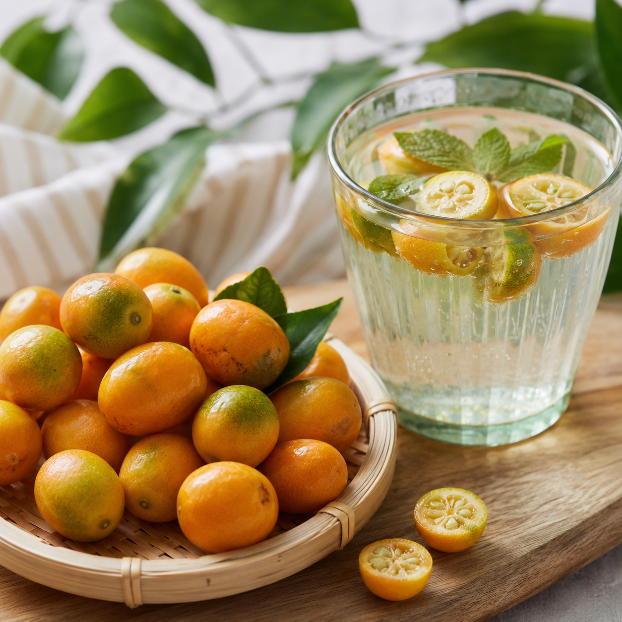 Fresh kumquats individually wrapped for office snacking