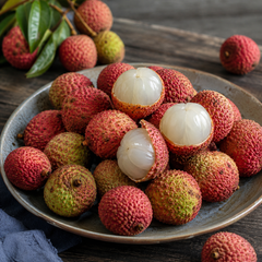 Fresh lychee semi-seedless type with sweet floral flesh