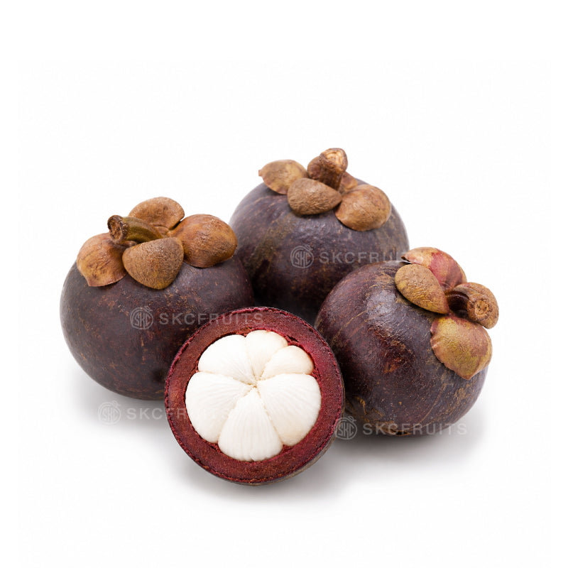 Fresh Thai Mangosteen with purple rind and white juicy flesh
