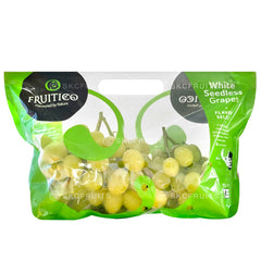 Fruitico White Seedless Grapes in original green packaging

