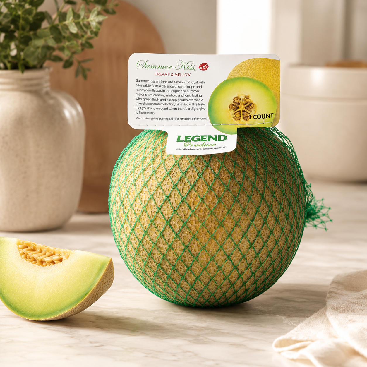 Golden Kiss Melon fruit platter with chilled melon slices