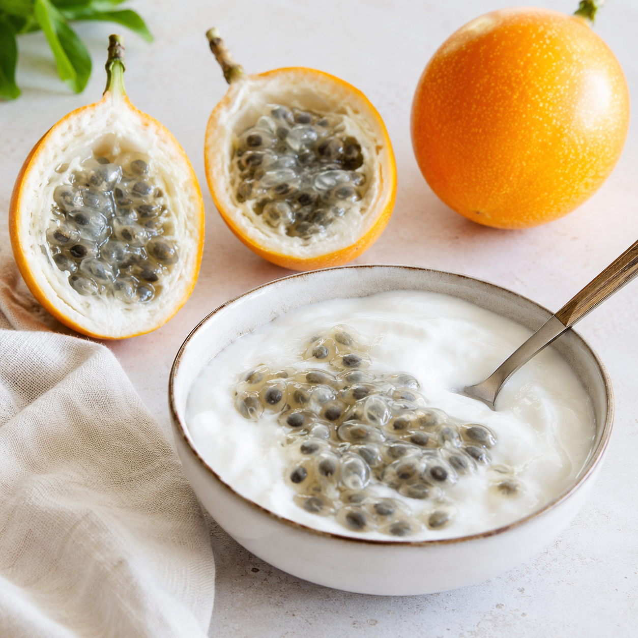 Granadilla fruit 2 pieces packed for fresh tasting and desserts