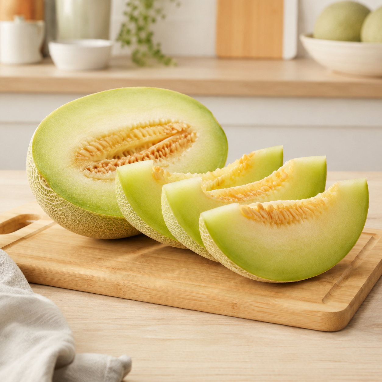 greenish melon from China also known as Hami melon