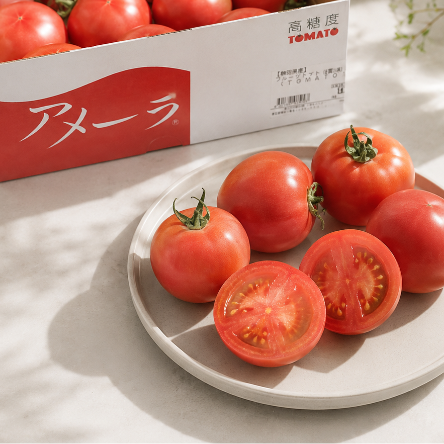 Japanese Amela tomato for fresh tomato juice and chilled serving