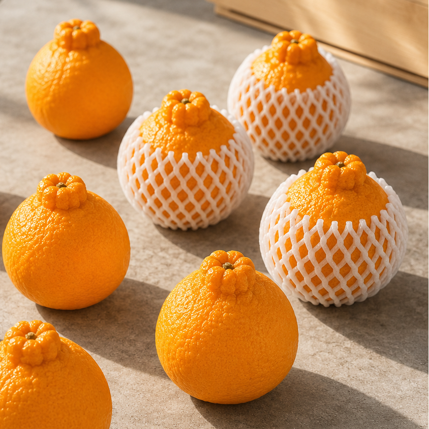 Japanese big orange Dekopon with easy peel top knot shape