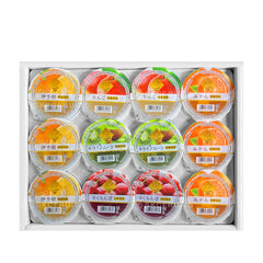 Assorted Japanese fruit jelly cups in mikan, iyokan, apple, kiwi fruit, and cherry flavours
