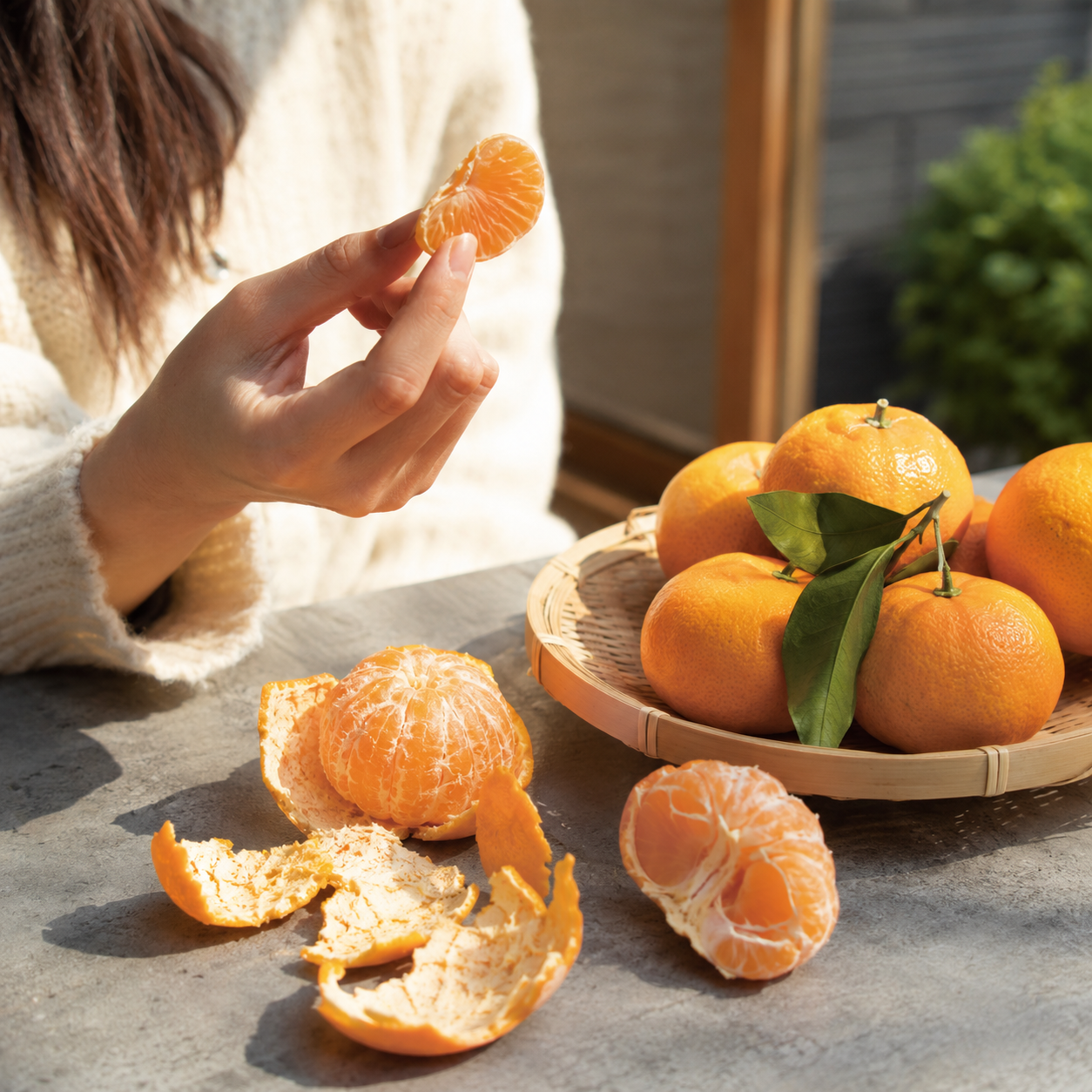 Japanese mikan orange bag with easy peel sweet citrus fruit