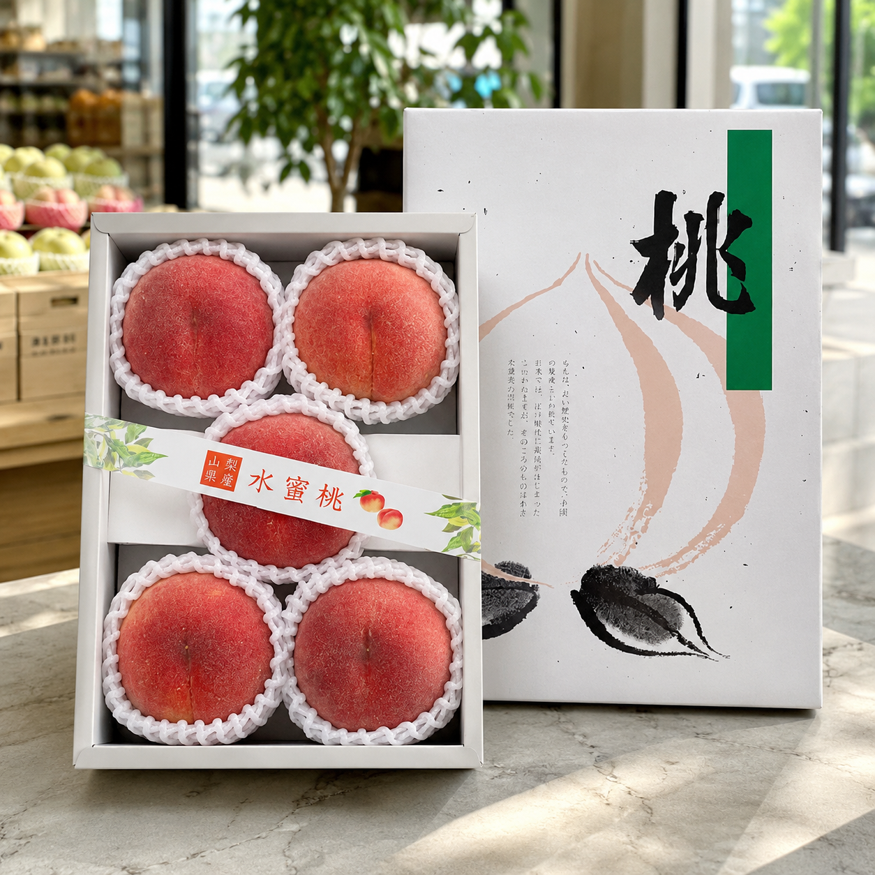 Japanese peaches from Yamanashi with soft juicy white peach flesh