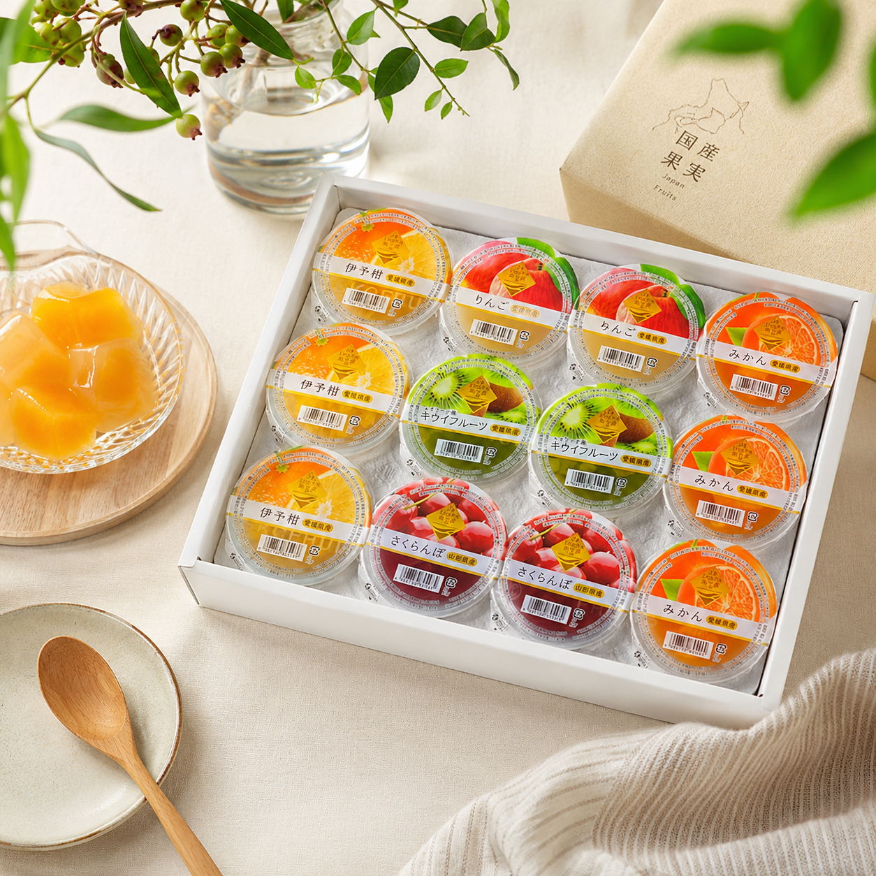 Jelly fruit Singapore gift box with 12 individual cups
