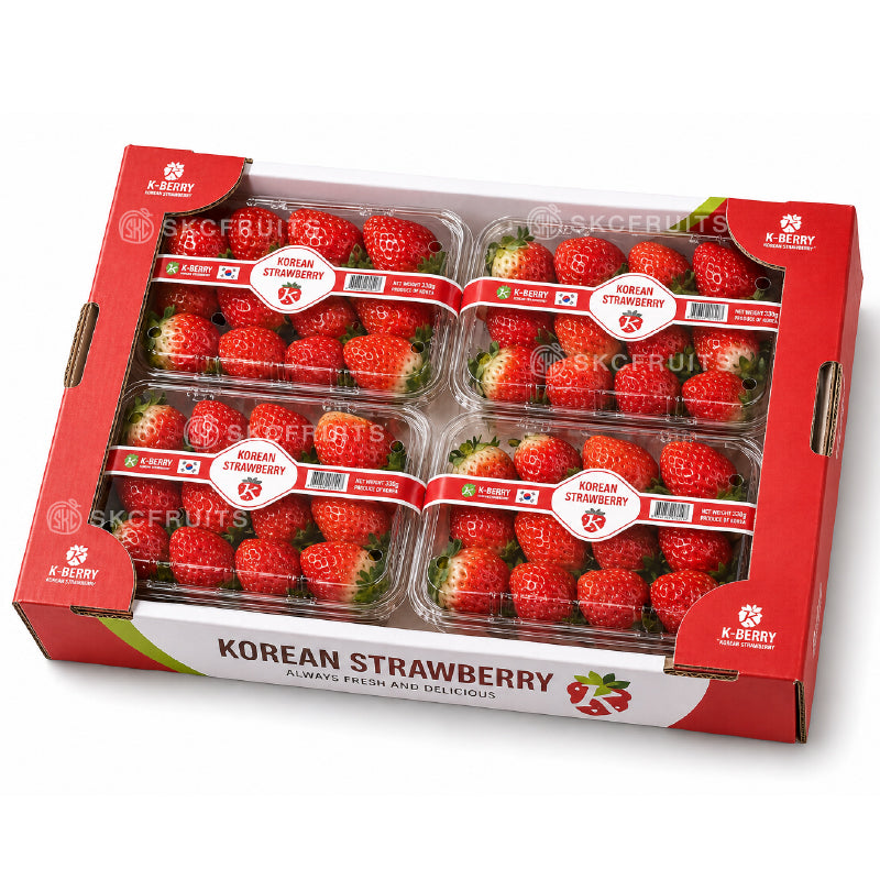 Wholesale K-BERRY Korean strawberries carton with 4 punnets