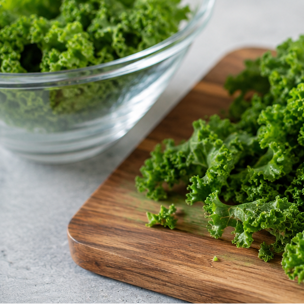 Fresh kale leaves for kale chips in air fryer and everyday cooking