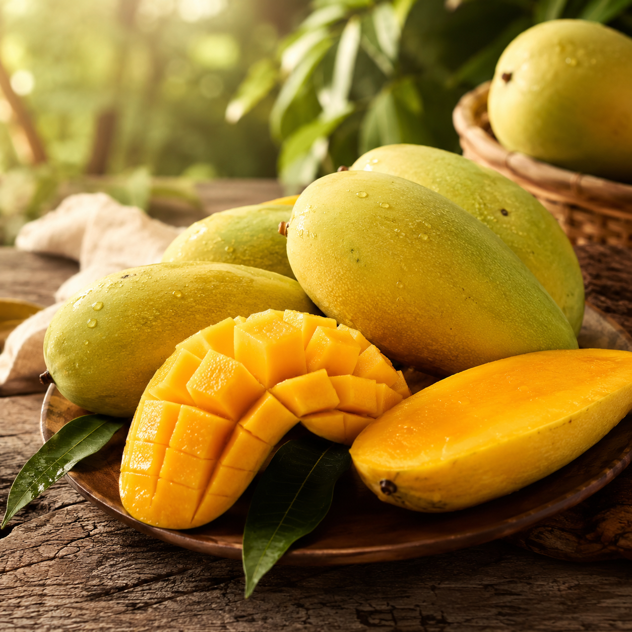 Kim Leng mango with green to light yellow ripening skin