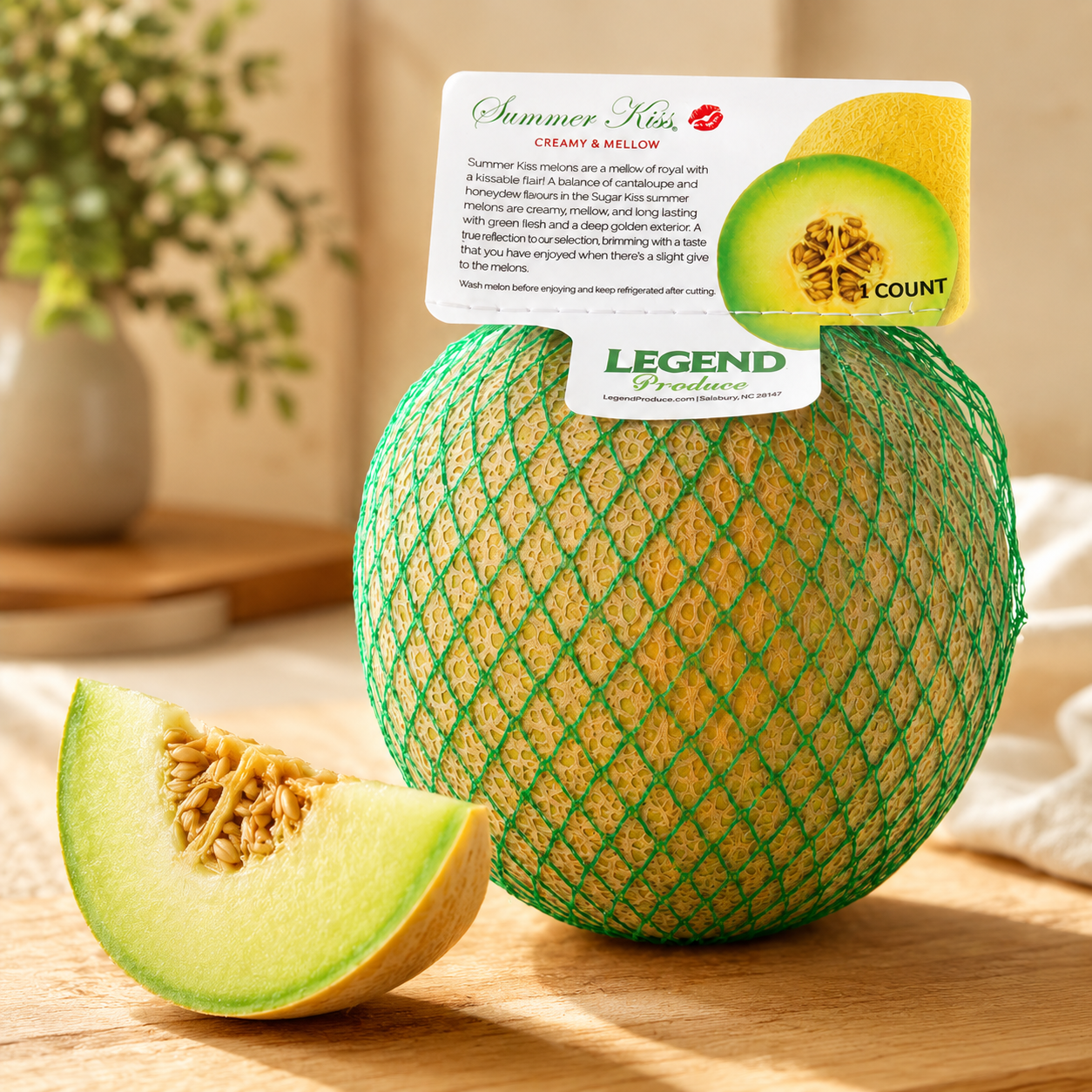 Kiss Melon with creamy green flesh and gentle floral aroma