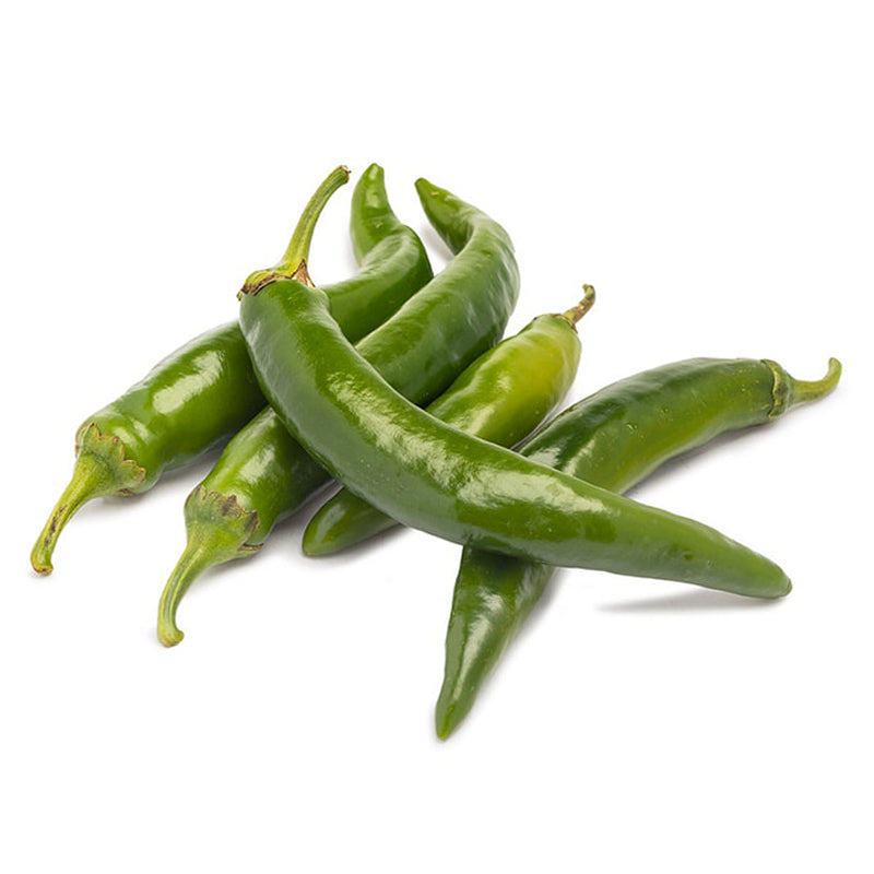 Long Green Chilli with smooth slender green chilli peppers