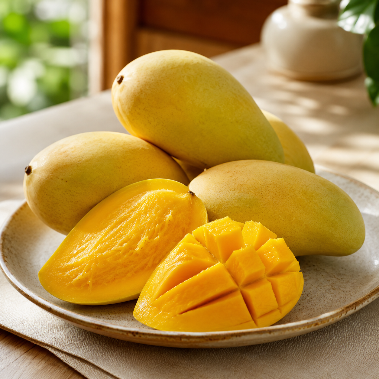 Mangga Kweni with yellow orange flesh and sweet tropical aroma