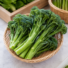 Mini broccoli with long green stems for stir-fries roasting grilling and steaming