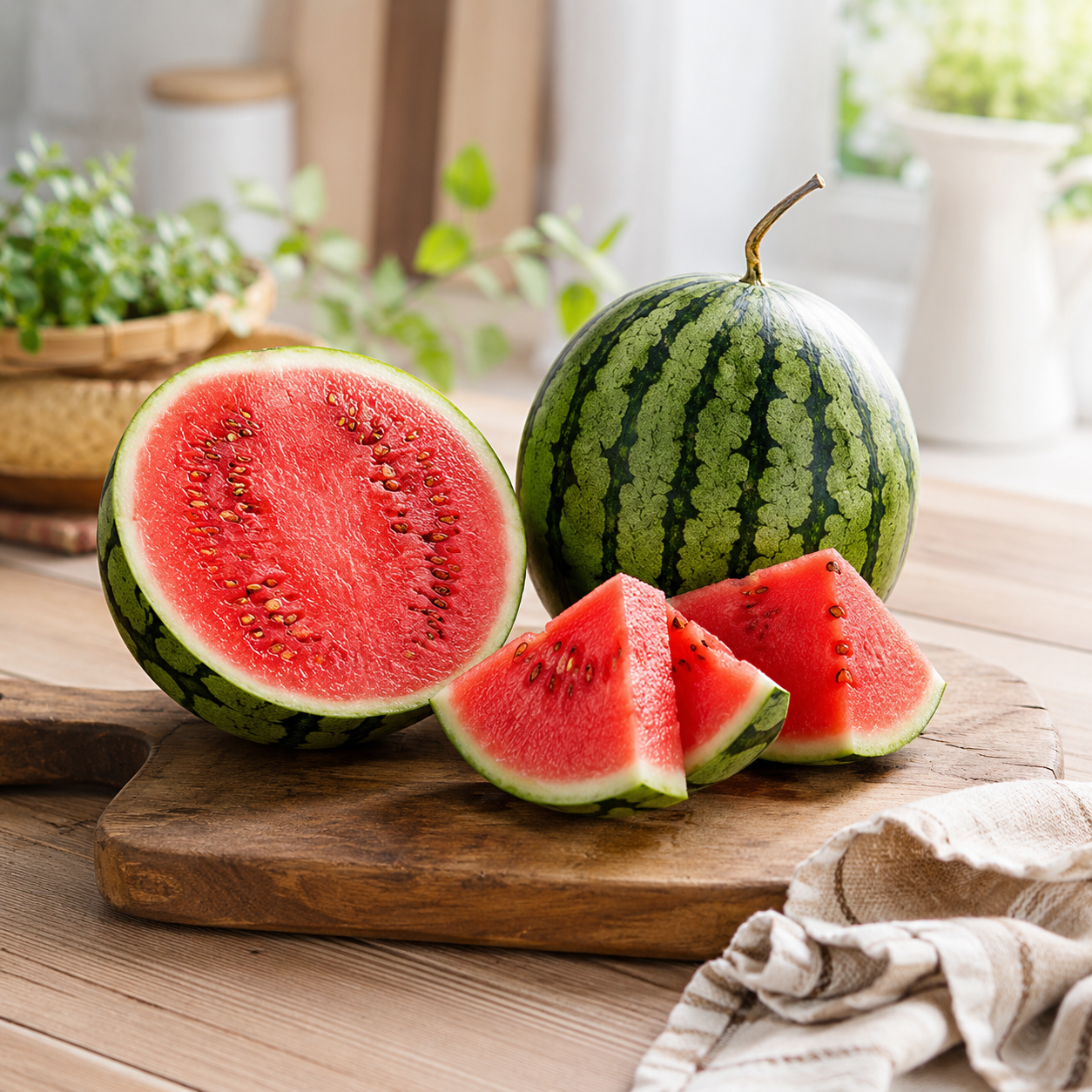 Mini Watermelon sorbet made with frozen watermelon cubes