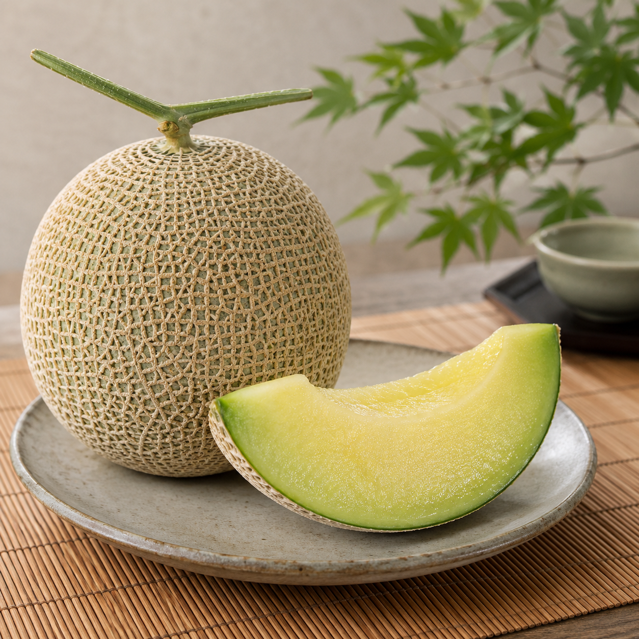 Musk melon Japan fruit with smooth green flesh and sweet aroma