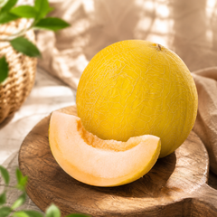 Orange Candy Melon with juicy orange flesh and smooth yellow rind