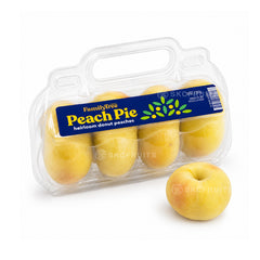 Peach Pie donut peaches with golden yellow skin and juicy peach flesh