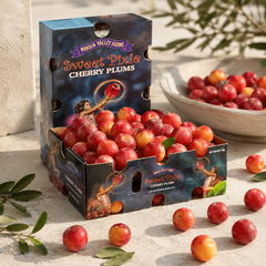 Pixie Sweet cherry plum with small centre stone and plum-like bite
